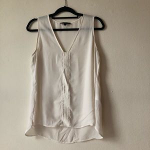 White Banana Republic Tank Top with Leather Accent
